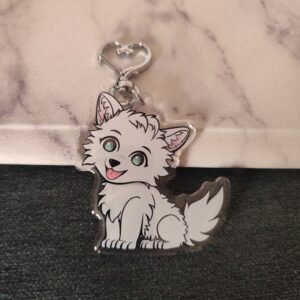 White fluffy dog Clear Acrylic Keychain